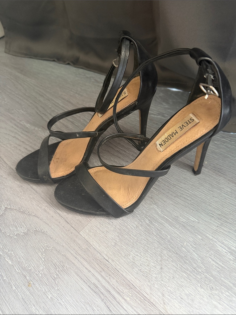 Steve Madden Black Strappy Stiletto Sandals